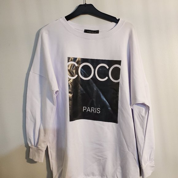 NWT White Coco Paris Oversized Sweatshirt - Picture 4 of 4